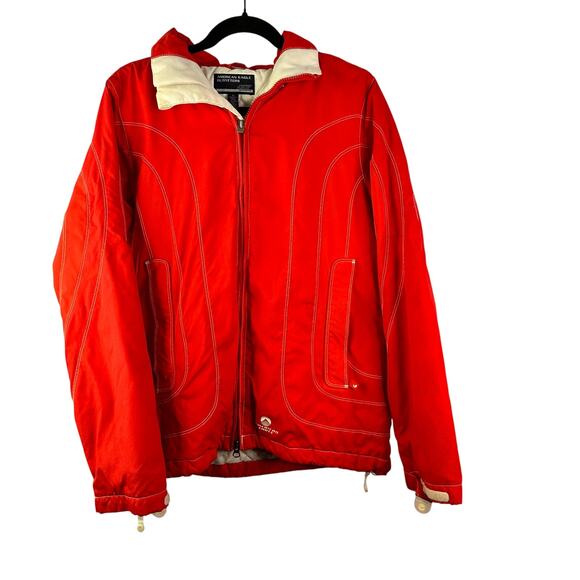 American Eagle Vintage y2k Jacket Coat medium Spell Out Log Puffer Ski Hooded - Picture 1 of 11